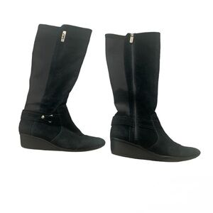 Anne Klein Sport wedge tall boots in classic black. Size 7.5